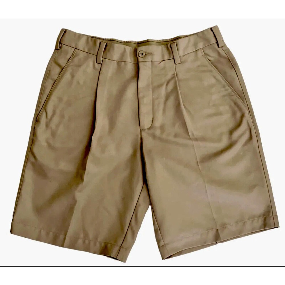 Nike Shorts Men's Size‎ 36 Beige Golf Athletic Chino Pleated Front 509180-235